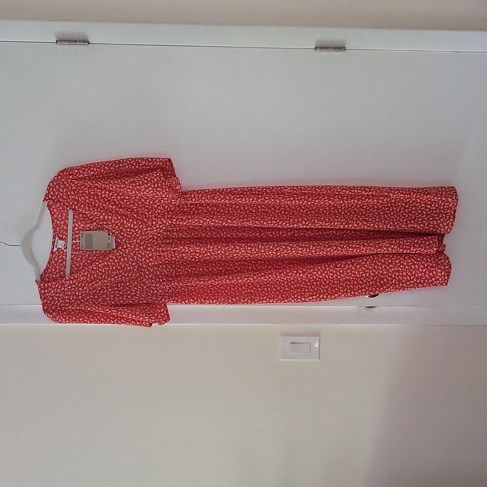 Red orange summer midi dress